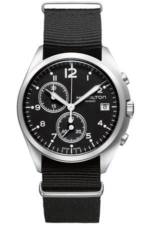 Remontoir à montres pour montre Hamilton Khaki Aviation Khaki Pilot Pioneer Chrono Quartz Noire / NATO