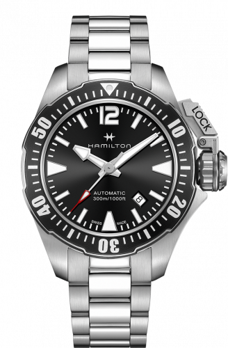 Remontoir à montres pour montre Hamilton Khaki Navy Frogman Auto Noire Bracelet