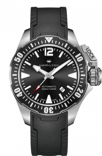 Remontoir à montres pour montre Hamilton Khaki Navy Frogman Auto Noire Strap