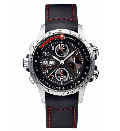 Remontoir à montres pour montre Hamilton Khaki Aviation Khaki Aviation X-Wind Automatic Noire-Orange / Leather