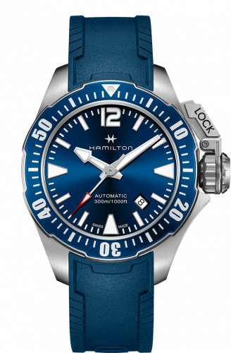 Remontoir à montres pour montre Hamilton Khaki Navy Frogman Auto Bleu / Rubber