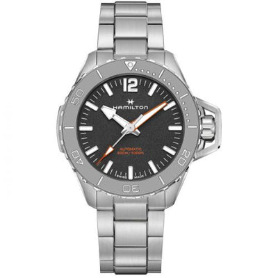 Remontoir à montres pour montre Hamilton Khaki Navy Khaki Navy Frogman Auto 46 Stainless Steel / Noire / Bracelet