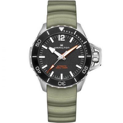 Remontoir à montres pour montre Hamilton Khaki Navy Khaki Navy Frogman Auto 46 Stainless Steel / Noire / Rubber