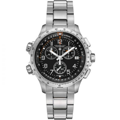 Remontoir à montres pour montre Hamilton Khaki Aviation Khaki Aviation X-Wind GMT Chrono Quartz Noire / Bracelet
