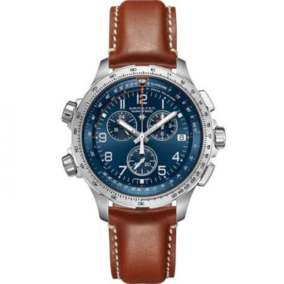 Remontoir à montres pour montre Hamilton Khaki Aviation Khaki Aviation X-Wind GMT Chrono Quartz Bleu