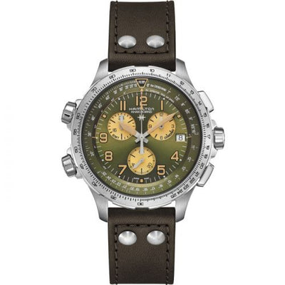 Remontoir à montres pour montre Hamilton Khaki Aviation Khaki Aviation X-Wind GMT Chrono Quartz Stainless Steel / Verte