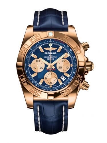Remontoir à montres pour montre Breitling Chronomat Chronomat 44 Rose Or / Metallica Bleu / Croco