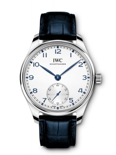 Watch Winder for watch IWC Portugieser Portugieser Automatic 40 Stainless Steel / Silver - Blue / Alligator