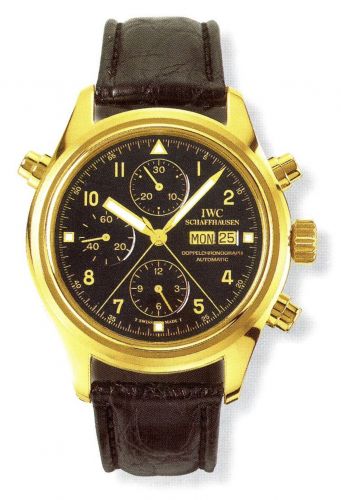 Watch Winder for watch IWC Pilot Pilot's Watch Doppelchronograph Yellow Gold / Black / English / Strap
