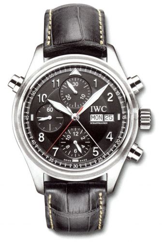 Watch Winder for watch IWC Pilot Pilot's Watch Spitfire Double Chronograph Stainless Steel / Black / German / Strap