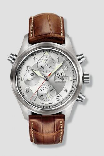 Watch Winder for watch IWC Pilot Pilot's Watch Spitfire Double Chronograph Stainless Steel / Silver / German / Strap