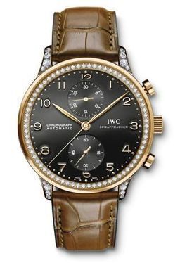Remontoir à montres pour montre IWC Portugieser Portuguese Chrono-Automatic Rose Or / Noire / Diamond