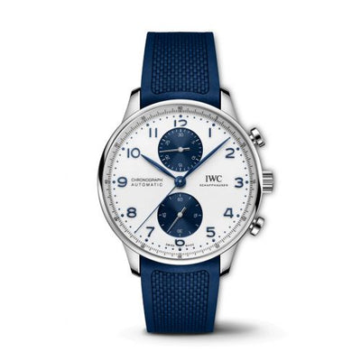 Remontoir à montres pour montre IWC Portugieser Portugieser Chronograph Stainless Steel / Argent - Bleu / Rubber