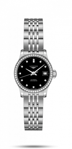 Watch Winder for watch Longines Record Record 26mm Stainless Steel / Diamond / Black-Diamond / Bracelet