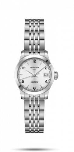 Watch Winder for watch Longines Record Record 26mm Stainless Steel / Silver-Arabic / Bracelet