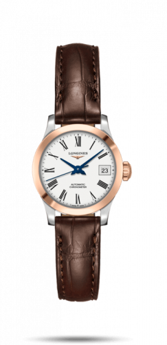 Watch Winder for watch Longines Record Record 26mm Stainless Steel / Pink Gold / White-Roman / Alligator