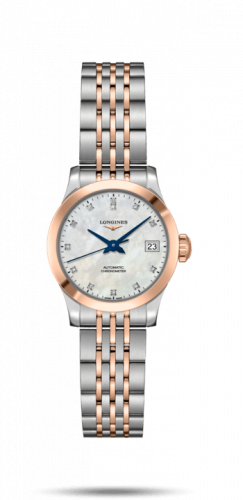 Watch Winder for watch Longines Record Record 26mm Stainless Steel / Pink Gold / MOP-Diamond / Bracelet