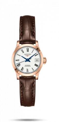 Watch Winder for watch Longines Record Record 26mm Stainless Pink Gold / White-Roman / Alligator