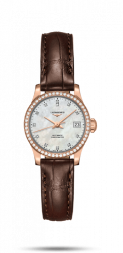 Watch Winder for watch Longines Record Record 26mm Stainless Pink Gold / Diamond / MOP-Diamond / Alligator