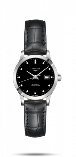 Watch Winder for watch Longines Record Record 30mm Stainless Steel / Black-Diamond / Alligator