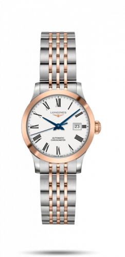 Watch Winder for watch Longines Record Record 30mm Stainless Steel / Pink Gold / White-Roman / Bracelet