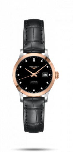 Watch Winder for watch Longines Record Record 30mm Stainless Steel / Pink Gold / Black-Diamond / Alligator