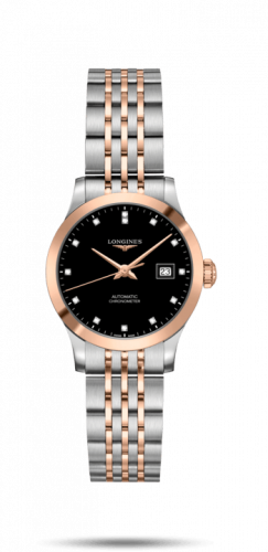 Watch Winder for watch Longines Record Record 30mm Stainless Steel / Pink Gold / Black-Diamond / Bracelet