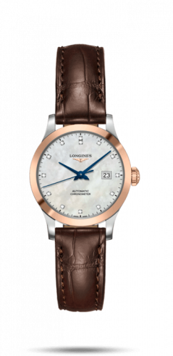 Watch Winder for watch Longines Record Record 30mm Stainless Steel / Pink Gold / MOP-Diamond / Alligator