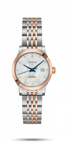 Watch Winder for watch Longines Record Record 30mm Stainless Steel / Pink Gold / MOP-Diamond / Bracelet