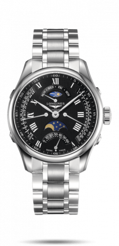 Watch Winder for watch Longines Master Collection Master Collection 41 Retrograde Moonphase Stainless Steel / Black-Roman / Bracelet