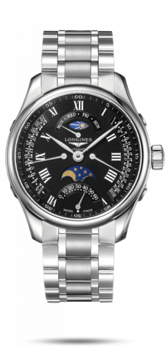 Watch Winder for watch Longines Master Collection Master Collection 44 Retrograde Moonphase Stainless Steel / Black-Roman / Bracelet