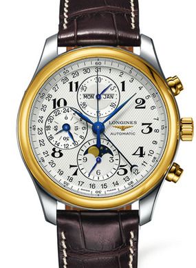 Watch Winder for watch Longines Master Collection Master Collection 42 Chronograph Calendar Stainless Steel / Yellow Gold / Silver-Arabic / Alligator