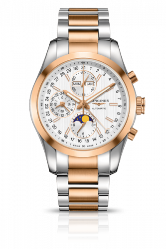 Watch Winder for watch Longines Conquest Classic Conquest Classic Moonphase Stainless Steel - Red Gold / Silver / Bracelet