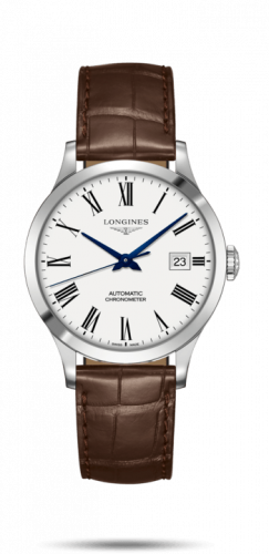 Watch Winder for watch Longines Record Record 38.5mm Stainless Steel / White-Roman / Alligator