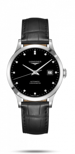 Watch Winder for watch Longines Record Record 38.5mm Stainless Steel / Black-Diamond / Alligator