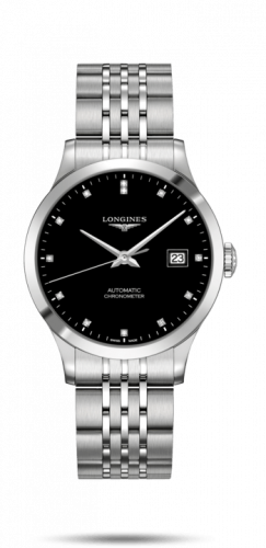 Watch Winder for watch Longines Record Record 38.5mm Stainless Steel / Black-Diamond / Bracelet