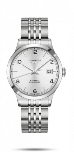 Watch Winder for watch Longines Record Record 38.5mm Stainless Steel / Silver-Arabic / Bracelet