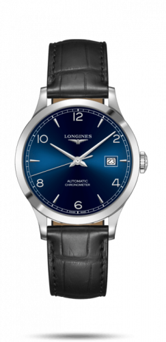 Watch Winder for watch Longines Record Record 38.5mm Stainless Steel / Blue-Arabic / Alligator