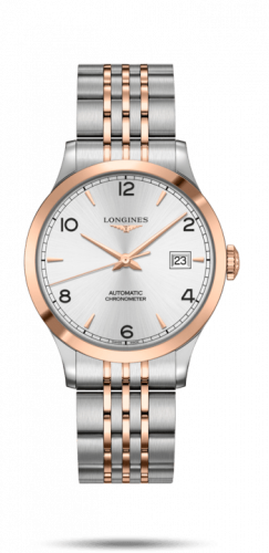 Watch Winder for watch Longines Record Record 38.5mm Stainless Steel / Pink Gold / Silver-Arabic / Bracelet