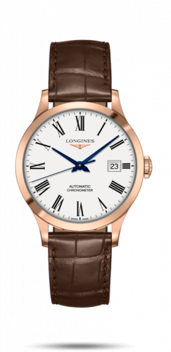 Watch Winder for watch Longines Record Record 38.5mm Pink Gold / White-Roman / Alligator