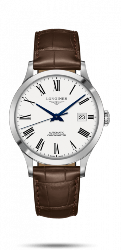 Watch Winder for watch Longines Record Record 40mm Stainless Steel / White-Roman / Alligator