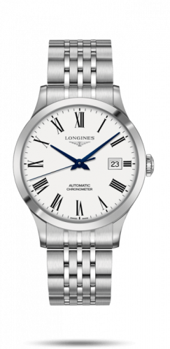 Watch Winder for watch Longines Record Record 40mm Stainless Steel / White-Roman / Bracelet