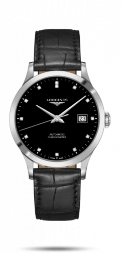 Watch Winder for watch Longines Record Record 40mm Stainless Steel / Black-Diamond / Alligator