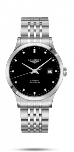 Watch Winder for watch Longines Record Record 40mm Stainless Steel / Black-Diamond / Bracelet