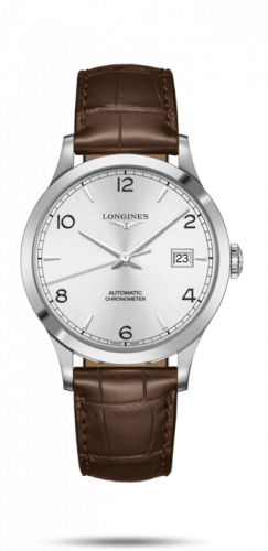 Watch Winder for watch Longines Record Record 40mm Stainless Steel / Silver-Arabic / Alligator