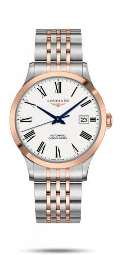 Watch Winder for watch Longines Record Record 40mm Stainless Steel / Pink Gold / White-Roman / Bracelet