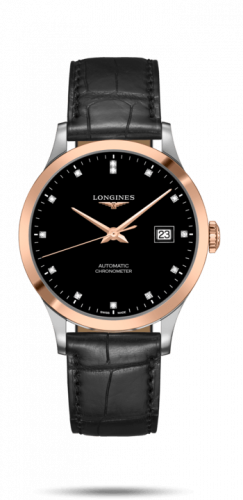 Watch Winder for watch Longines Record Record 40mm Stainless Steel / Pink Gold / Black-Diamond / Alligator