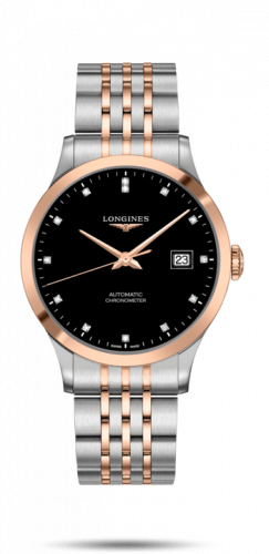 Watch Winder for watch Longines Record Record 40mm Stainless Steel / Pink Gold / Black-Diamond / Bracelet