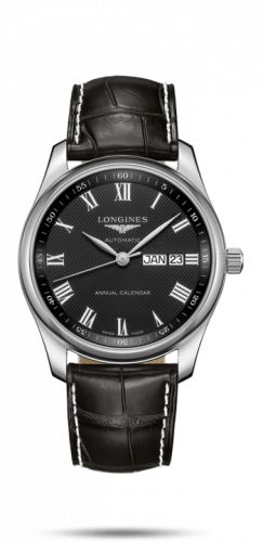 Watch Winder for watch Longines Master Collection Master Collection 40mm Annual Calendar Stainless Steel / Black-Roman / Alligator
