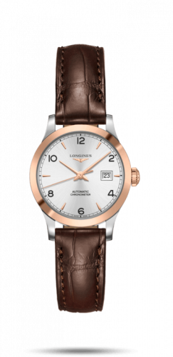 Watch Winder for watch Longines Record Record 30mm Stainless Steel / Pink Gold / Silver-Arabic / Alligator